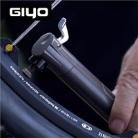 GIYO Super Micro Bike Pump All Metal Smallest Pump Available Telescopic for High Volume Pumping (Max 80 psi) Durable & Stylish Presta / Schrader Taiwan Made (GM-043LT)