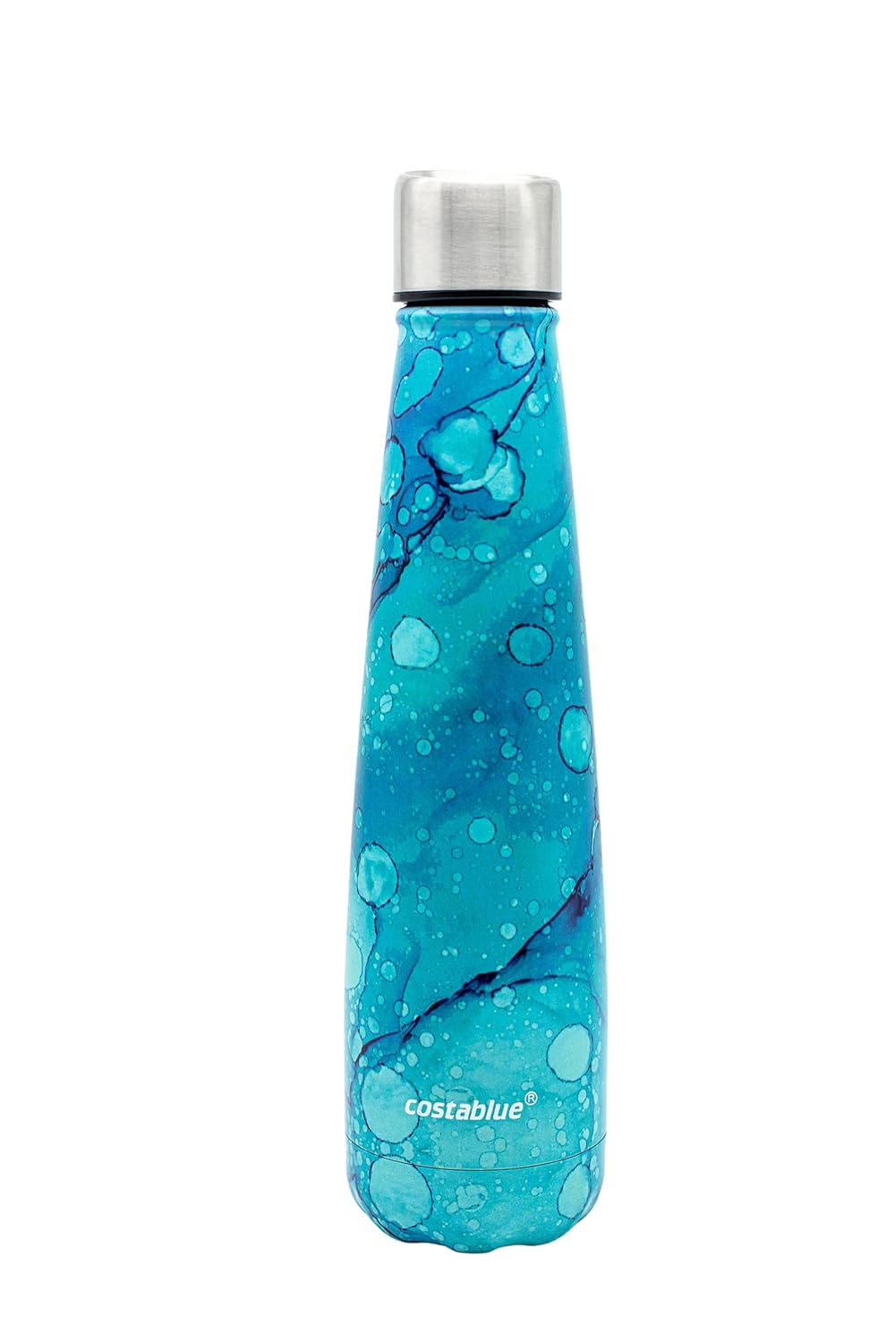 costablue Beverly Hills Collection Stainless Steel Water Bottle - BPA-Free Insulated Double Wall Bottle with Dishwasher-Safe Push-Lock-Open-Close Lid - 17 oz