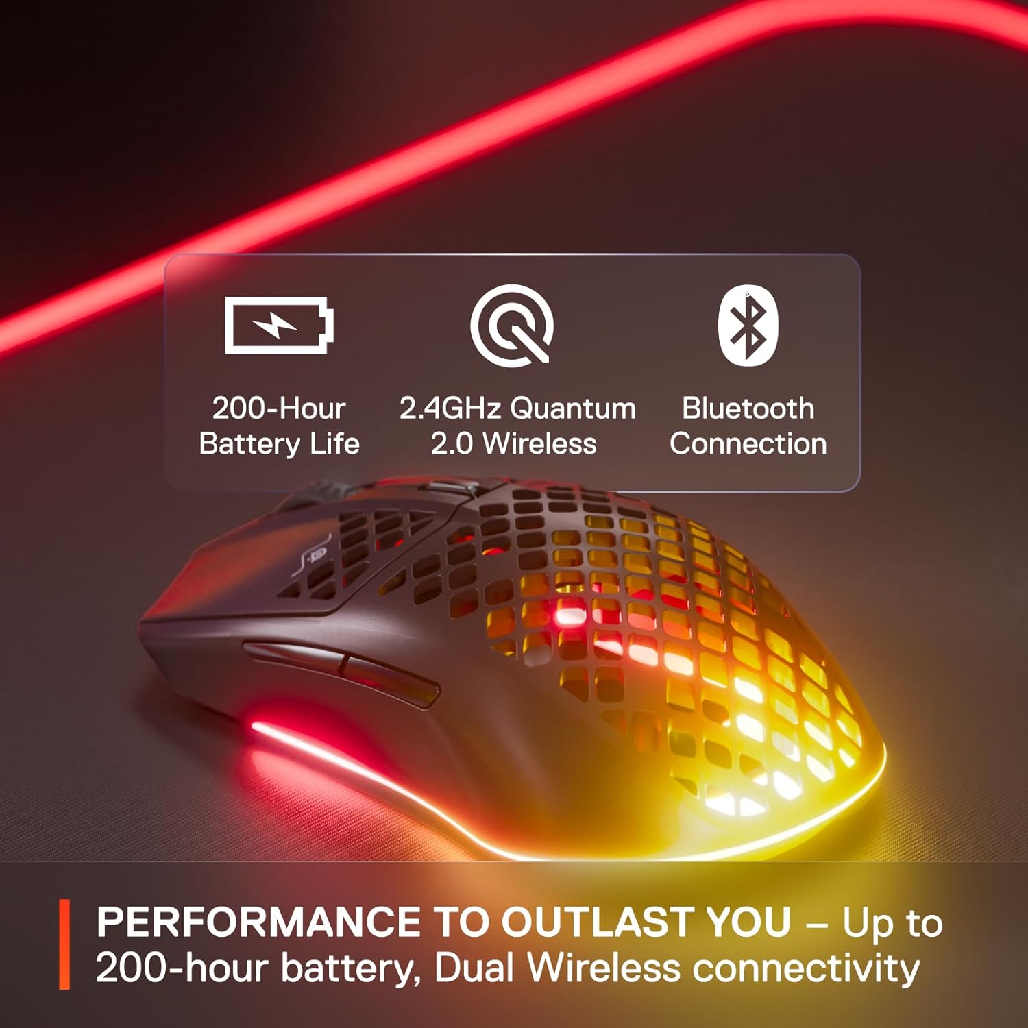 SteelSeries Aerox 3 Wireless - Super Light Gaming Mouse - 18,000 CPI TrueMove Air Optical Sensor - Ultra-Lightweight 68g Water Resistant Design - 200 Hour Battery Life – Onyx