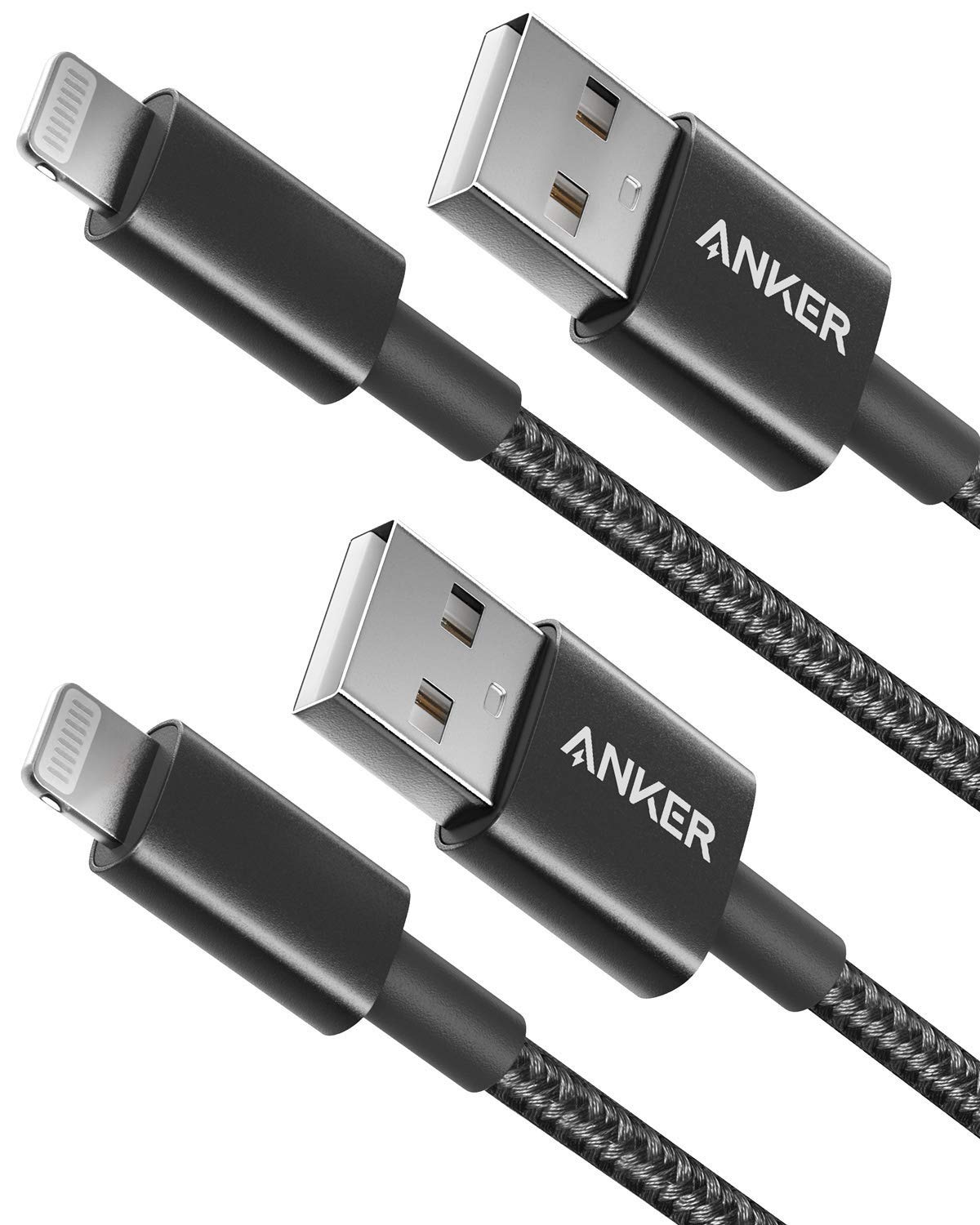 Anker Apple Mfi Certified 6Ft Nylon Lightning Cable For Iphone Chargers, Iphone Xs/Xs Max/Xr/X / 8/8 Plus / 7/7 Plus / 6/6 Plus / 5S, Ipad Pro Air 2, And More (Black) - 2-Pack