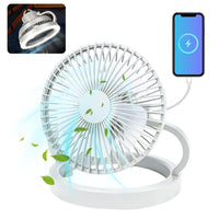 Camping Fan with LED Lantern, 8000 mAh Battery Operated Tent Fan, Rechargeable Table Fan for Camping, Fishing, Jobsite, Office, Emergency (White)