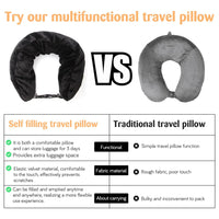 WEIGUZC Travel Pillow Stuffable with Clothes, Transformable and Expandable Luggage Carry-On Solution | Fits 3 Days' Essentials | Only Travel Pillowcase, No Filler | Black Elastic Velvet