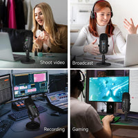 Podcast Microphone for iPhone, MTPHOEY Professional USB Microphone for PC/iPad/PS4/iOS/Android,Computer Mic with Noise Cancelling,Asmr Microphone Plug and Play for Streaming,Podcast,Recording,Gaming