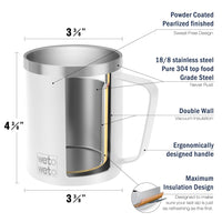 WETOWETO 14 oz Coffee Mug, Vacuum Insulated Camping Mug with Lid, Double Wall Stainless Steel Travel Tumbler Cup, Coffee Thermos Outdoor, Powder Coated White