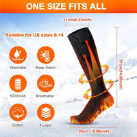 2023 Upgraded Heated Socks for Men Women, 5000mAH Rechargeable Battery Electric Socks with APP Control, Winter Cold Weather Warm Socks with 4 Heat Settings, Foot Warmers for Hunting Hiking Ski Camping