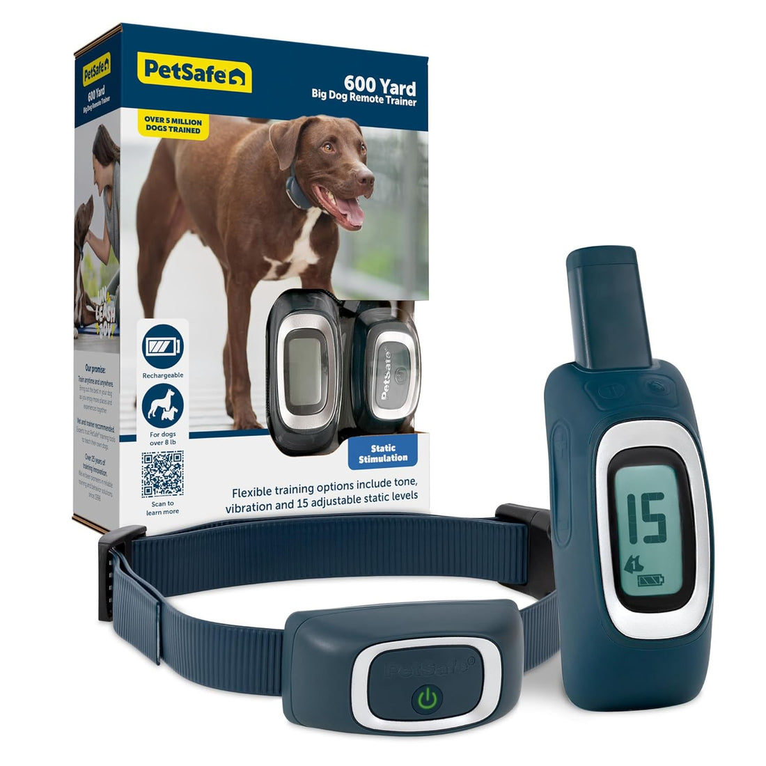 PetSafe 600 Yard Remote Trainer, Rechargeable, Waterproof, Tone/Vibration / 15 Levels of Static Stimulation for Dogs Over 8 lb