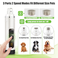 Pet Dog Nail Grinder: Upgraded WXY Cat Dog Nail Trimmers 10H Grinding Time | Dog Nail Clipper with 2 LED Lights Power Display | USB Rechargeable Pet Nail Clippers for Small Large Dogs Cats Breed Nails