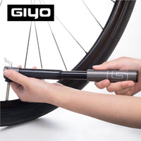 GIYO Super Micro Bike Pump All Metal Smallest Pump Available Telescopic for High Volume Pumping Durable & Stylish Presta Valve Taiwan Made (GM-04LT)