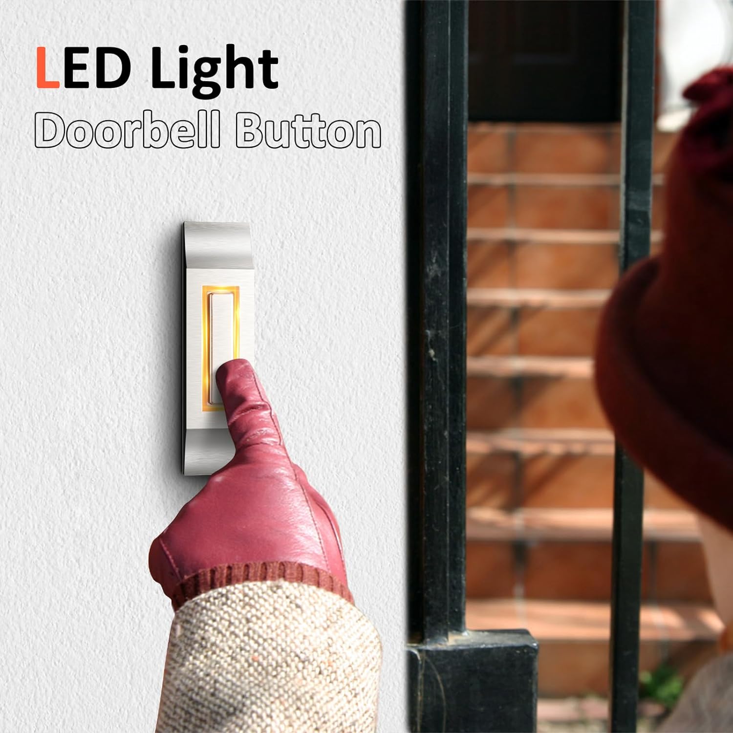 Wired LED Lighted Doorbell Button, Preciva Strong Wall Mounted Door Doorbell Push Button for Most Door Bell Chimes
