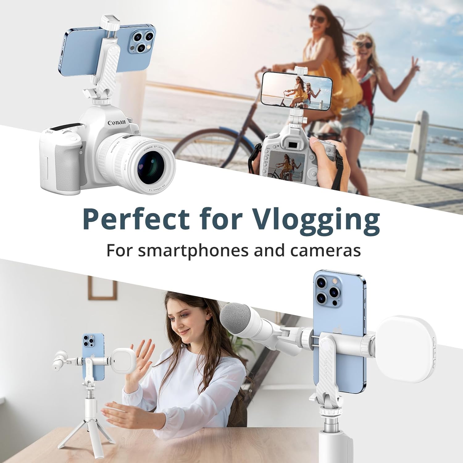 ATUMTEK Multifunctional Phone Tripod Mount White