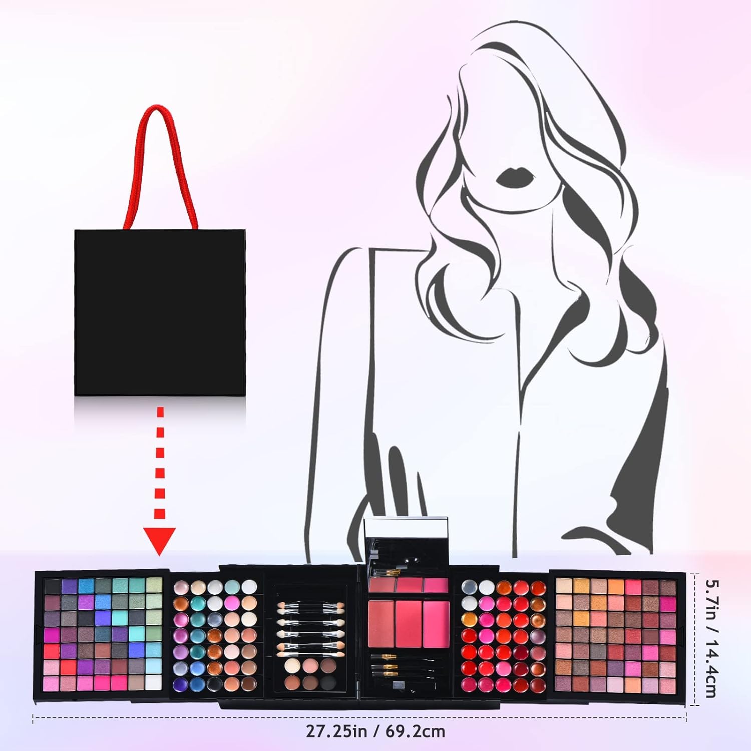 All in One Makeup Kit for Women Full Kit - 177 Color Combination Makeup Set Palette -119 Eyeshadow, 35 Lipstick, 3 Blusher, 6 Powder,14 Concealer, 10 Applicators, 1 Mirror, 20 Brushes Set, Make Up Gift Kits for Women Teen Girl