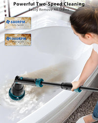 BEI & HONG Electric Spin Scrubber,1000RPM Cordless Shower Scrubber, 2.5H Power Scrubber with Adjustable Extension Arm, 4 Replaceable Cleaning Heads, Electric Scrubber for Cleaning Bathroom & Tub