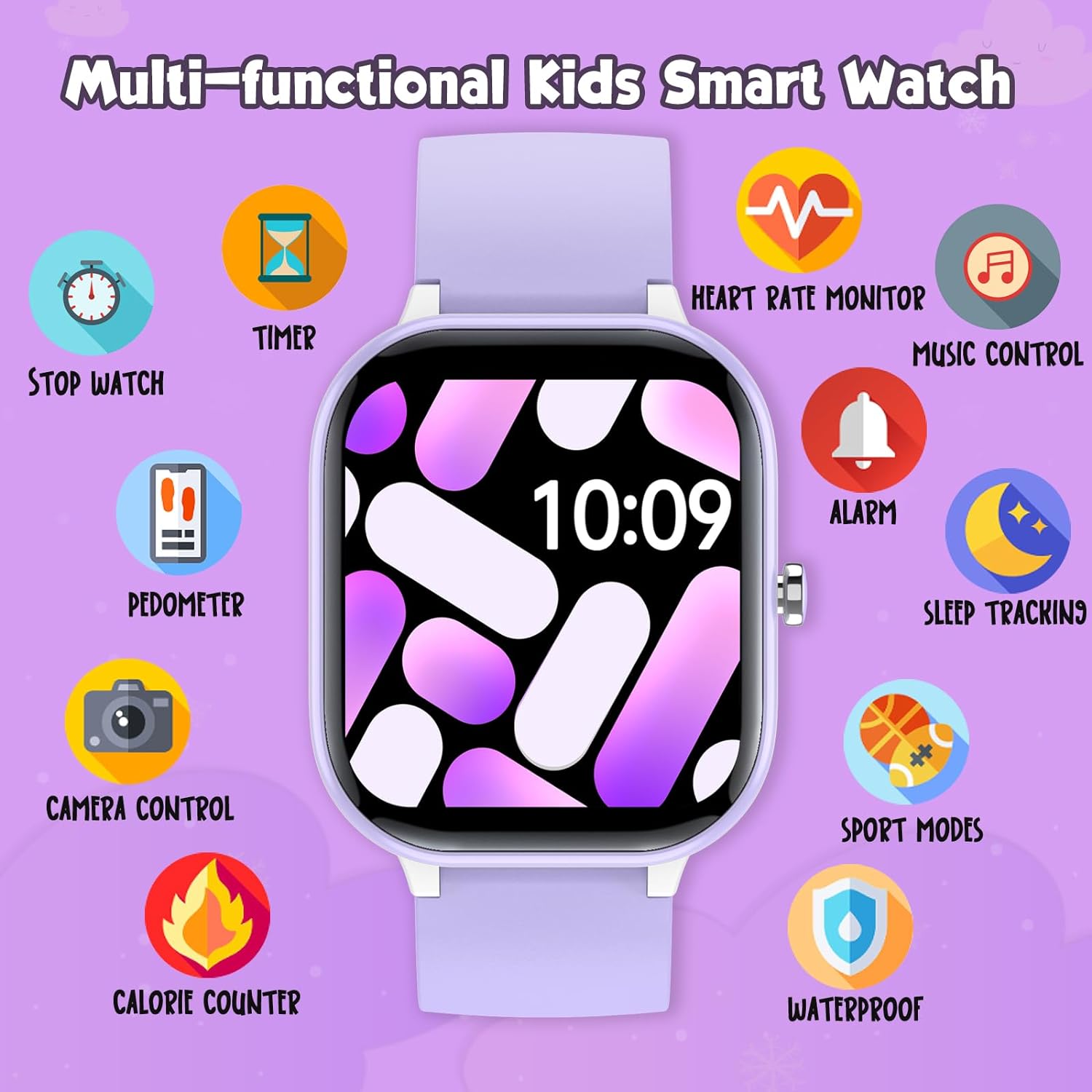 ZURURU Kids Smart Watch for Boys Girls Teens Gifts Idea for 6-14 Years Old, Kids Fitness Tracker Sleep Monitor Step Counter Stop Watch Pedometer Alarm Clock DIY Watch Face Touch Screen