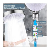 Large Panel Shower Head High Pressure Filtered ShowerHead 6 Setting,The built-in wash feature allows,with Hose & Holder Powerful Shower Heads and Bath Sponge for Bathroom Silver Color