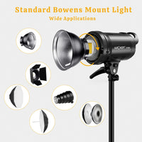 SL-60W Bowens Mount Led Continuous K&F Concept Video Light LED CRI 95+ /5600K Continuous Lighting with Remote Control, Bowens Mount for Video Recording, Wedding, Outdoor Shooting