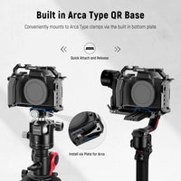 NEEWER M50/M50 II Cage Compatible with Canon M50 M50 Mark II, Aluminum Video Rig with HDMI Cable Clamp, NATO Rail, 1/4", 3/8" ARRI Locating Holes, Arca Base Compatible with DJI RS2 RS3 Gimbal, CA019