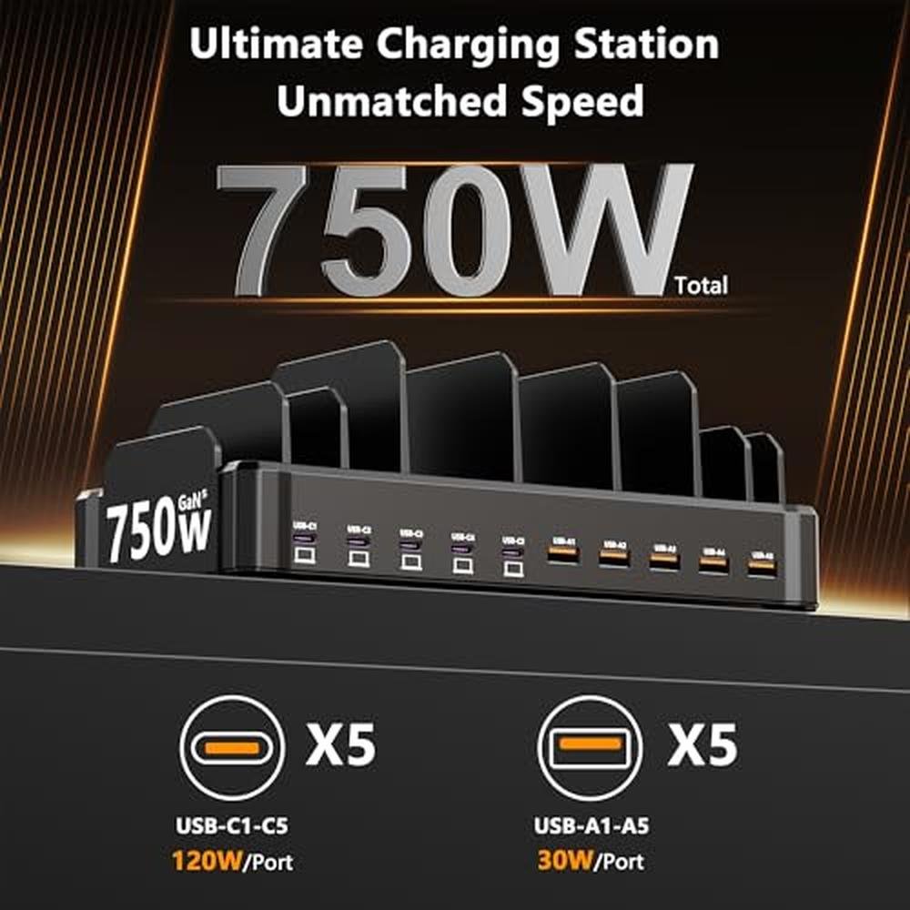 750W Charging Station for Multiple Devices – Side View