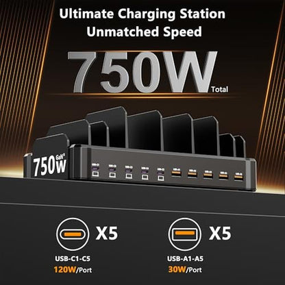 750W Charging Station for Multiple Devices – Side View
