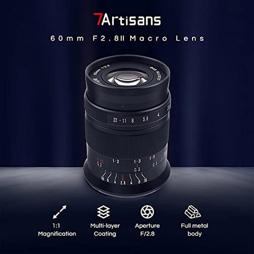 Cameras 7artisans 60mm F2.8 II V2.0 APS-C Format Macro Lens – Side View