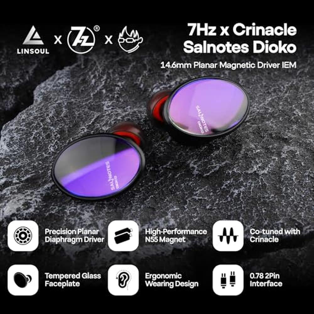 7Hz x Crinacle Salnotes Dioko HiFi 14.6mm Planar Diaphragm – Side View