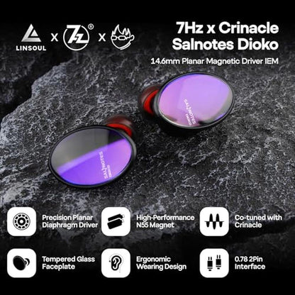 7Hz x Crinacle Salnotes Dioko HiFi 14.6mm Planar Diaphragm – Side View