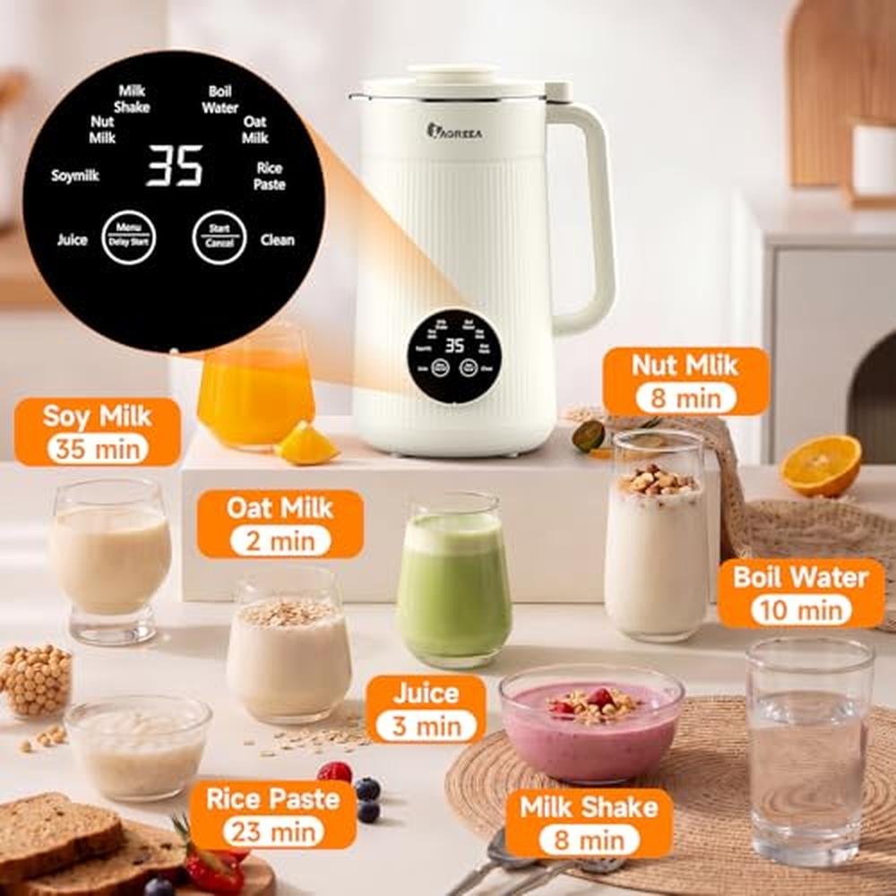 Milk Maker: IAGREEA 8-IN-1 Nut Milk Maker Machine 35 Oz – Side View