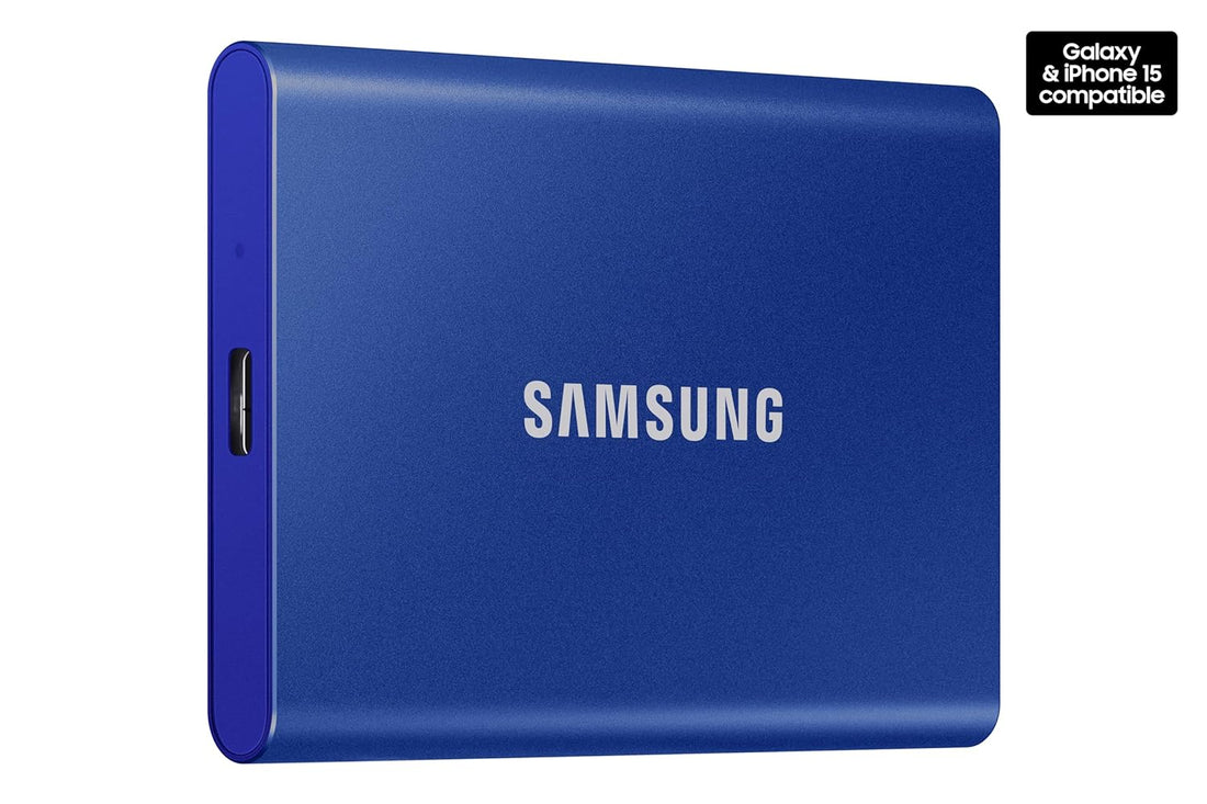 SAMSUNG T7 Portable SSD 500GB - Up to 1050MB/s - USB 3.2 External Solid State Drive, Blue (MU-PC500H/AM)