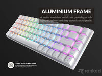 Ranked G65 Guardian 65% | Full Aluminum Frame | Ultra Slim Hot Swappable Mechanical Gaming Keyboard | 68 Keys Multi Color RGB LED Backlit for PC/Mac Gamer (White, Gateron Low Profile Blue)