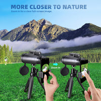 Monocular Telescope, Baacony HD Monocular for Adults with Smartphone Adapter & Tripod,Black Compact Monocular for Bird Watching Hiking Camping Hunting Wildlife Travel