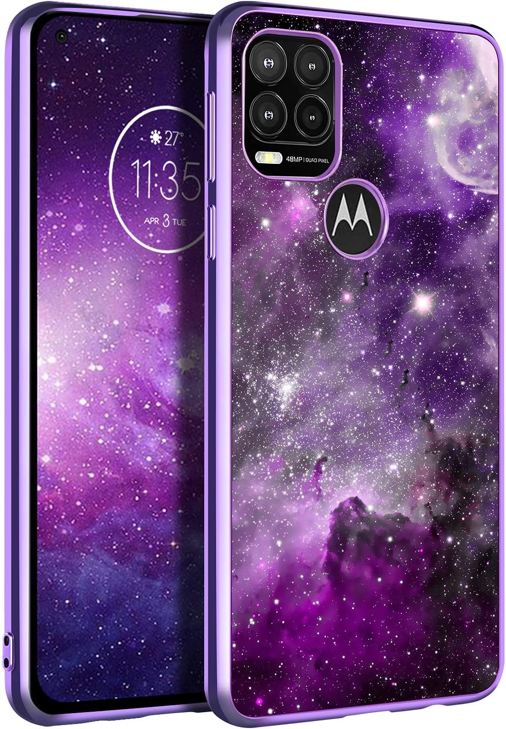 BENTOBEN Moto G Stylus 5G Case - Slim Fit, Glow in the Dark, Hybrid PC & TPU Bumper, Protective Cover, 6.8" - Purple Nebula