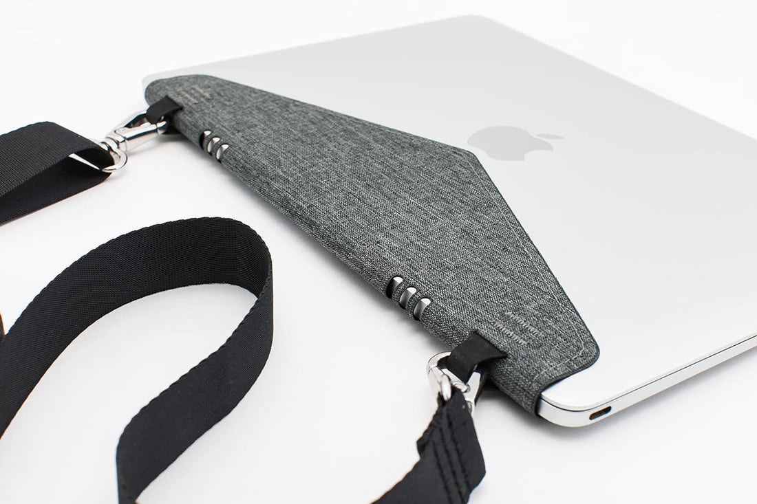 The Laptop Strap by Free Agent Outfitters - Work-in Laptop Carrying Case with Strap, Heather Gray, Small