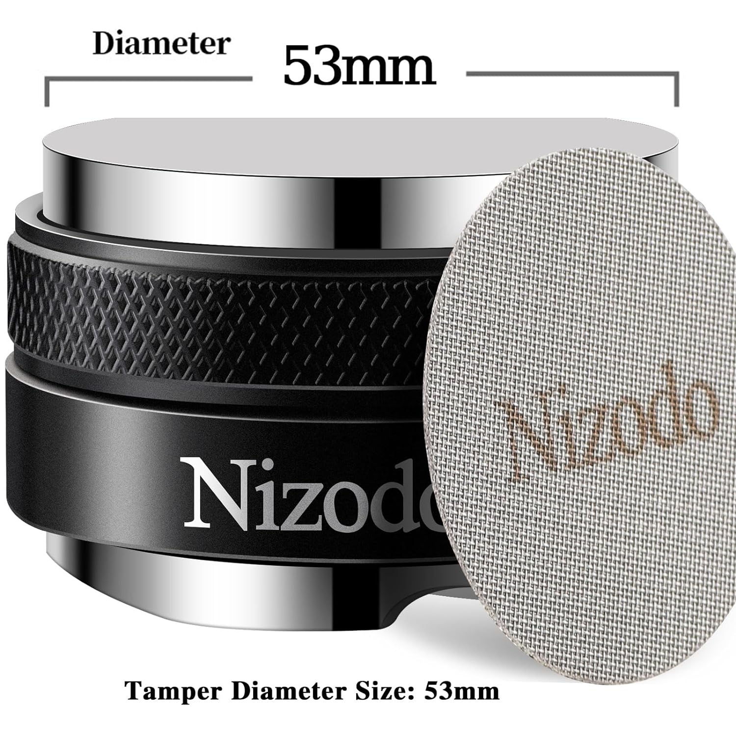 Nizodo 53mm Espresso Coffee Distributor & Tamper, Coffee Distributor Tool 54mm Tamper Dual Head Coffee Leveler Adjustable Depth Fits for 54mm Portafilter, Espresso Hand Tampers Accessories