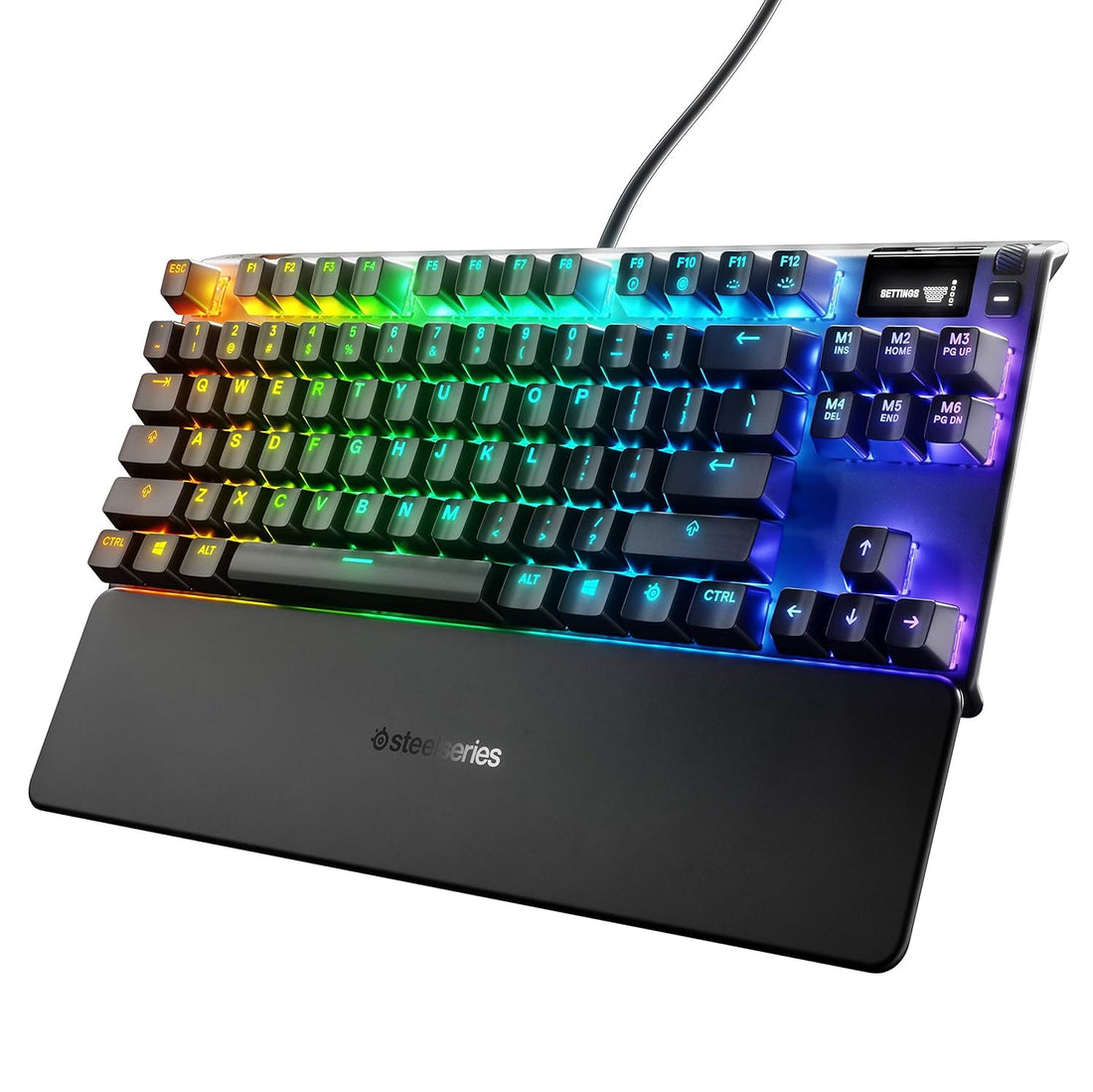 SteelSeries Store Apex 7 TKL Compact Mechanical Gaming Keyboard - OLED Smart Display - USB Passthrough and Media Controls - Linear and Quiet - RGB Backlit (Red Switch)