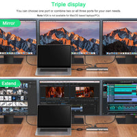 WAVLINK USB C Docking Station,Triple Display Type C Adapter for MacBook Pro,Dell XPS 13/15,HP,Lenovo Yoga(HDMI,DisplayPort,VGA,Ethernet,2 USB 3.0/2.0,SD/TF Card Reader,3.5mm Audio,100W PD3.0)