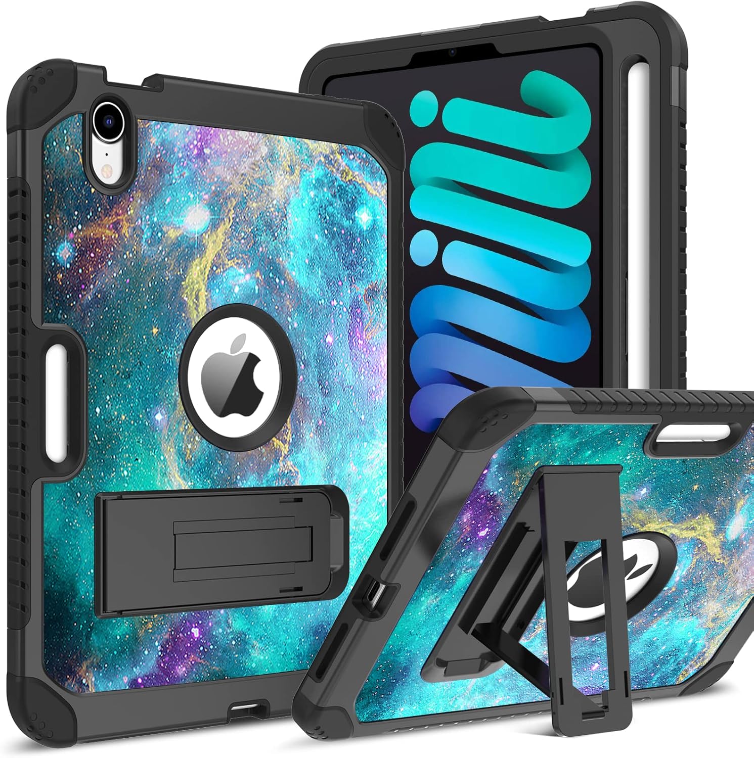 BENTOBEN iPad Mini 6 Case, iPad Mini 6th Generation Case, Glow in The Dark 3 in 1 Shockproof Kickstand with Pencil Holder Protective Kids Girls Women Boys Men Cover for iPad Mini 6 8.3" 2021, Nebula