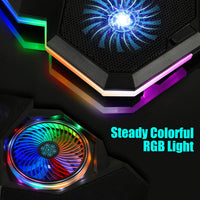 Laptop Cooling Pad, Gaming Laptop Cooler with 5 Quiet Fans and 7 RGB Lights Mode (One-Click Close) , Laptop Fan Cooling Pad Fits 12-17 Inch Laptop, USB Port Powered, 7 Adjustable Height