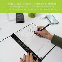 Rocketbook Smart Reusable Notebook, Fusion Plus Letter Size Spiral Notebook & Planner, Steel Blue, (8.5" x 11")