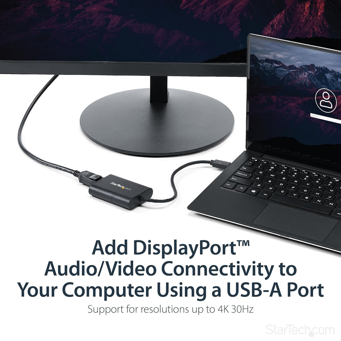StarTech.com USB 3.0 to DisplayPort Adapter - 4K 30Hz - External Video & Graphics Card - Dual Monitor Display Adapter - Supports Windows (USB32DPES2),Black