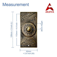 Akatva Decorative Doorbell Button – Finest Quality Bell Push Button – Easy to Install Calling Bell Button – Vintage Décor Doorbell Button Finely Hand Crafted - Antique Brass Finish