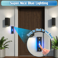 LED Lighted Doorbell Button Wired, Door Bell Ringer Push Buttons Replacement Wall Mount Door Chime Opener Switch, Black Doorbell Cover with Soft Blue Light