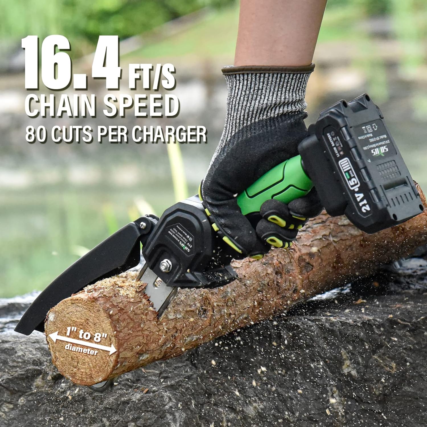 SOYUS Mini Chainsaw 6-Inch Cordless with 20V 2.0Ah Battery and Charger for Tree Trimming Branch Wood Cutting