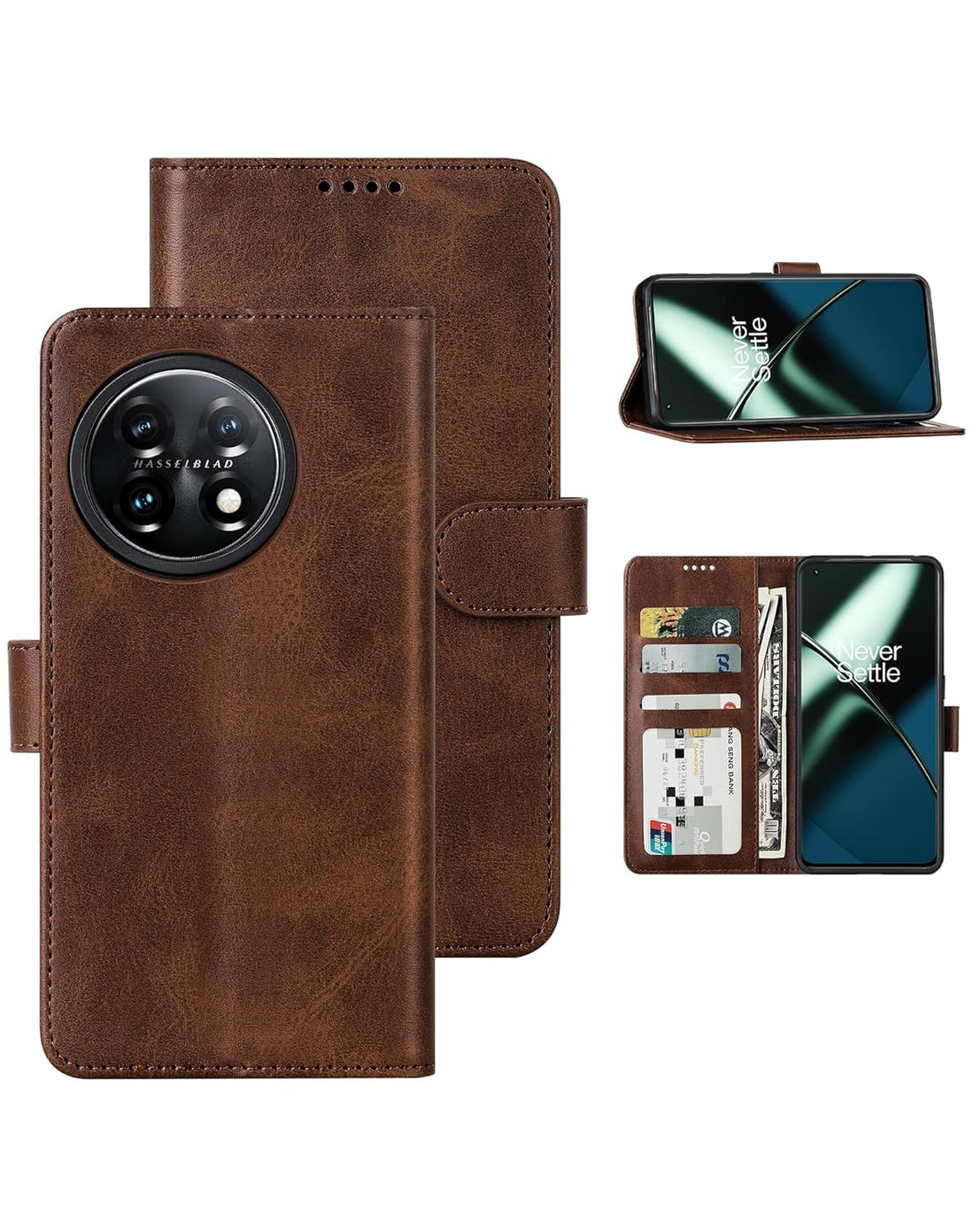 Feitenn for Oneplus 11 5G Wallet Case, Flip PU Leather Case with Kickstand Card Slots Shockproof case Cover for Oneplus 11 5G 2023 (Brown)