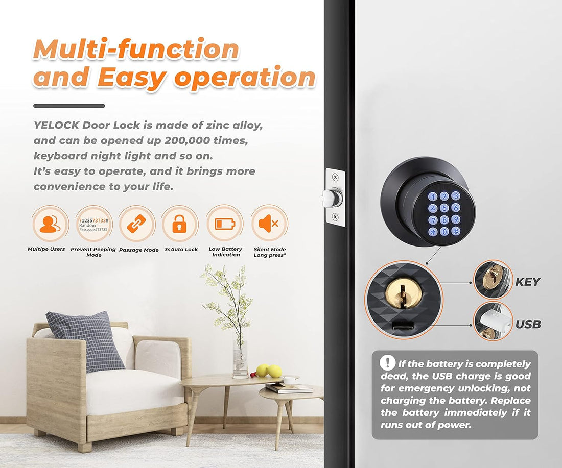 Smart Lock for Keyless Entry with App | Share & Delete Unlimited eKeys on Demand | Beautiful Finish, Simple Installation, Weather-Ready Craftsmanship