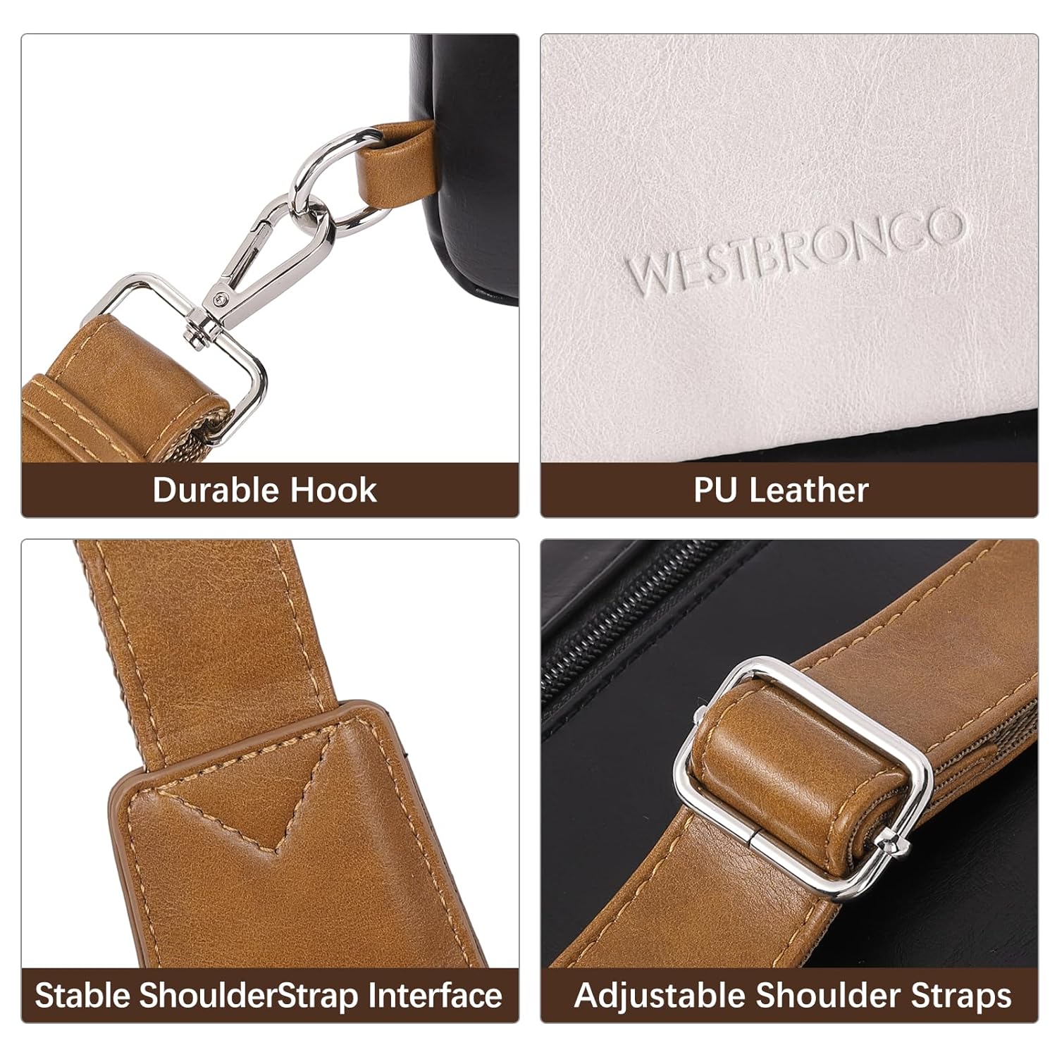 WESTBRONCO Crossbody Sling Bags for Women Men, High-capacity PU Leather Fashion Medium Fanny Bags Adjustable Strap for Gifts