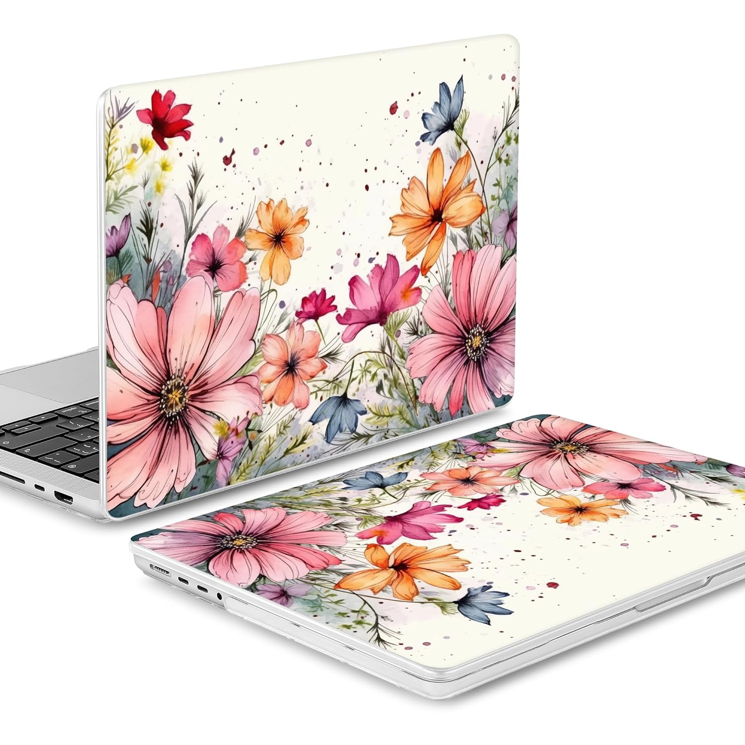 Mektron Case for M3 MacBook Pro 16" M1 A2485/M2 A2780 (2021/2023) with Touch ID, Hard Shell Plastic Laptop Cover Keyboard Skin Compatible MacBook Pro 16.2" M1 Pro/Max Chips, Colorful Floral