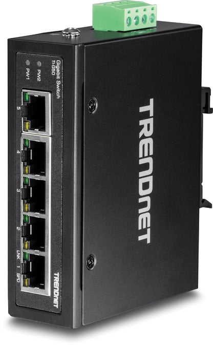 Industrial Gigabit Switch: TRENDnet TI-G50 10 Gbps IP30 – Front View