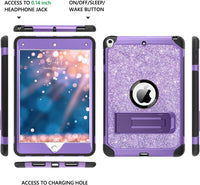 BENTOBEN iPad Air 3 Case 2019, iPad Pro 10.5 Case 2017, Heavy duty 3 in 1 Shockproof Rugged Protective Hybrid Hard PC TPU Bumper Kickstand Glitter iPad Air 3rd Gen Girls Women Kids Tablet Cover,Purple