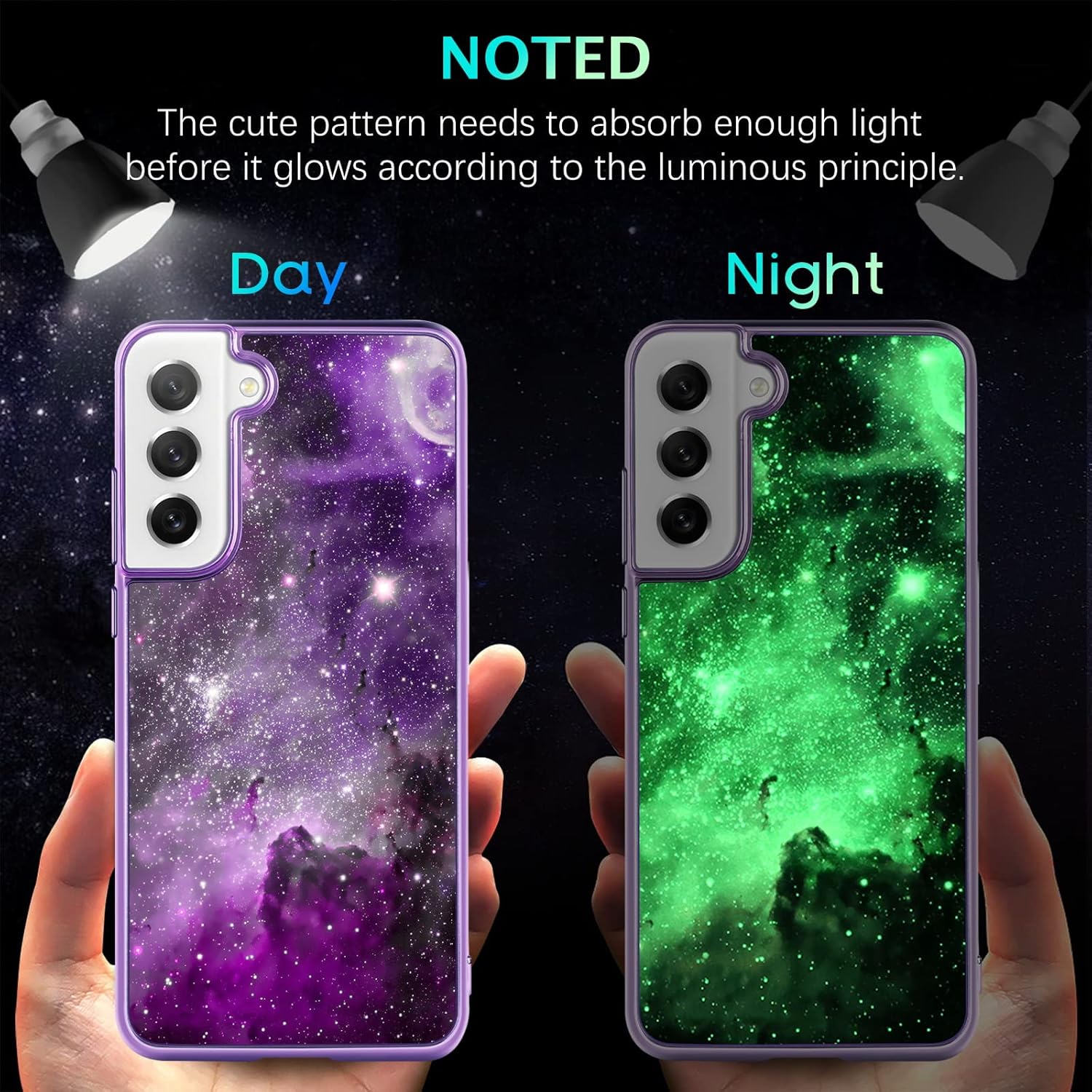 BENTOBEN Compatible with Samsung Galaxy S22 Plus Case, Slim Fit Glow in The Dark Soft Shockproof Flexible Bumper Anti Scratch Protective Case for Samsung Galaxy S22+ Plus 5G 6.6" (2022), Purple Nebula