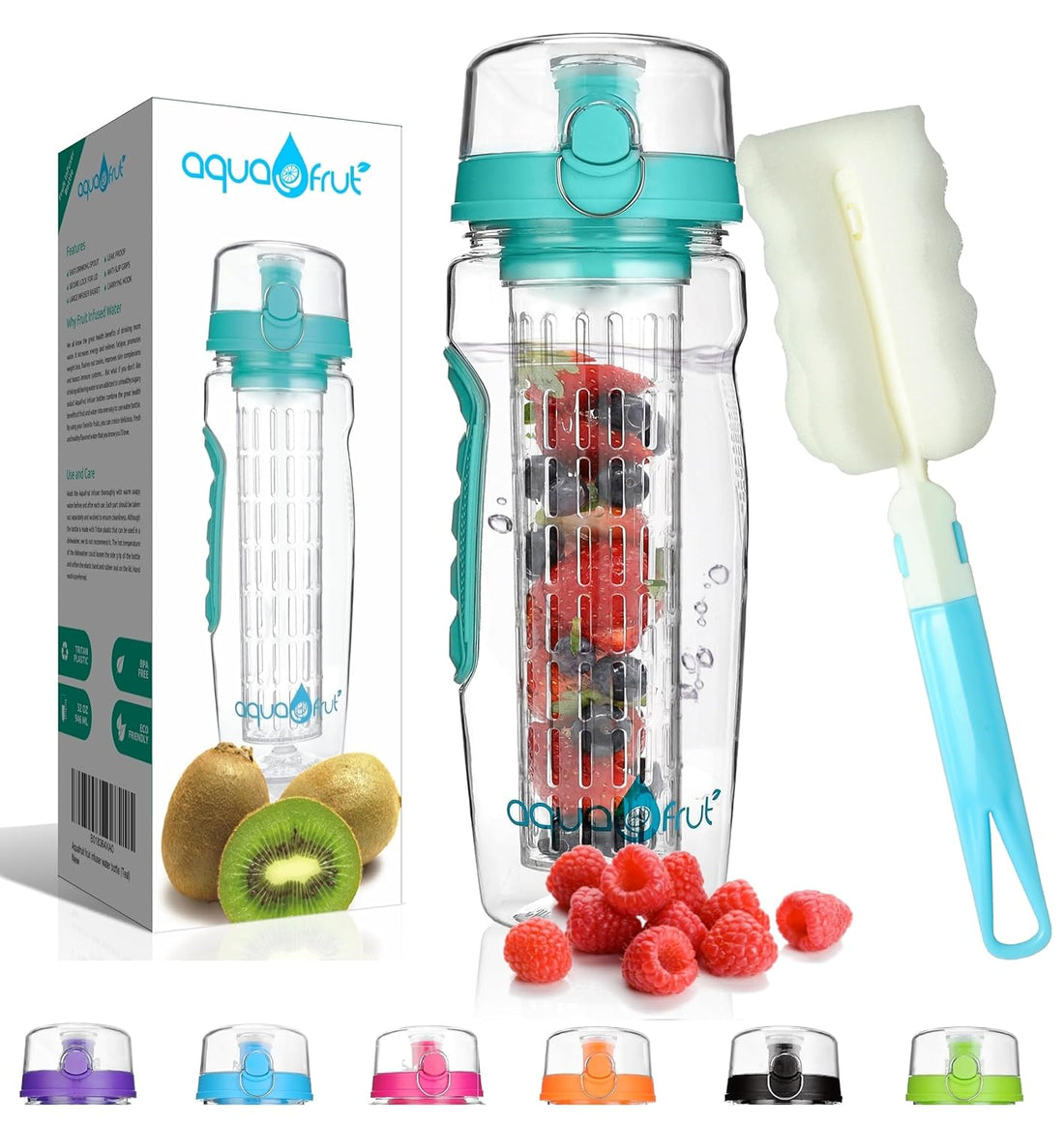 AquaFrut 32oz Fruit Infuser Water Bottle (Teal)