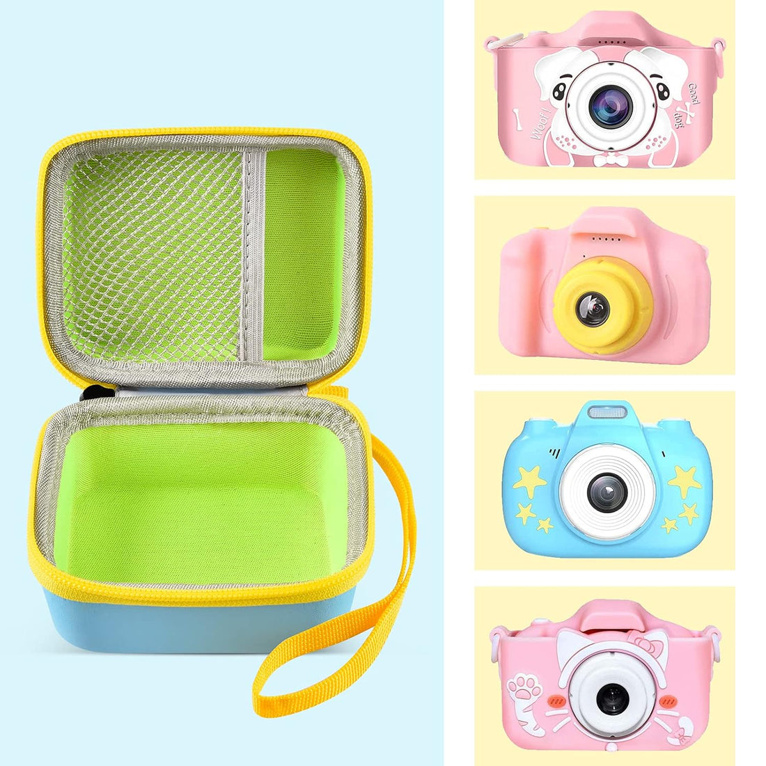 Camera Case Compatible with Seckton /Desuccus /OZMI /GKTZ /LC-dolida /Gofunly /Langwolf /HANGRUI Kids Digital Camera, Kid Camcorder Storage Bag Box Fits for Cable, SD Card and Accessories (Only Bag)